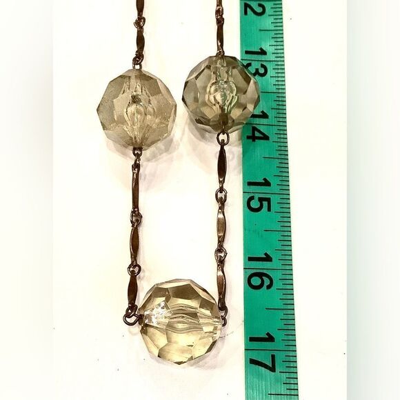 Citrine Simulated Acrylic Crystal like Faceted Necklace Large Orb Extra Long - Picture 5 of 5